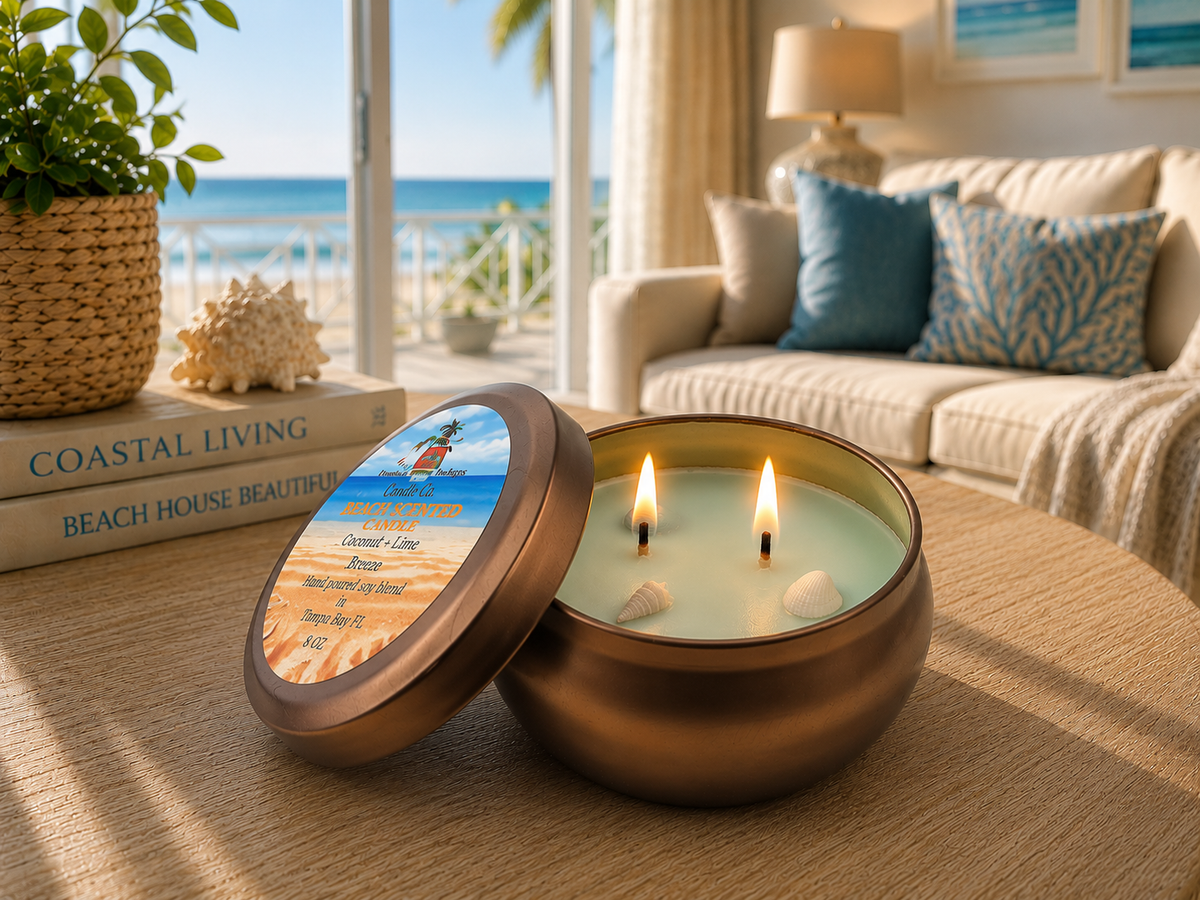 10 oz Soy Blend Candle Gold Tin | Coastal Handcrafted Candle