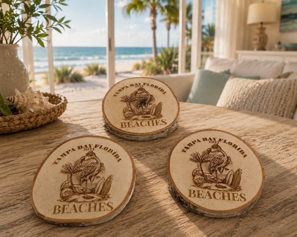 White Birch Coaster Set | Natural Wood Drink Coasters
