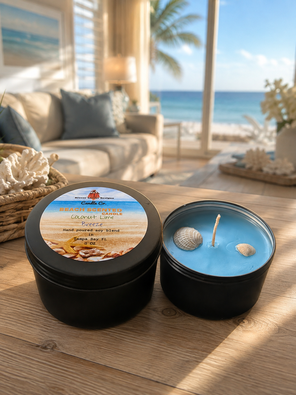 8 oz Soy Blend Candles Black Tin | Coastal Handcrafted Candle Set of 3