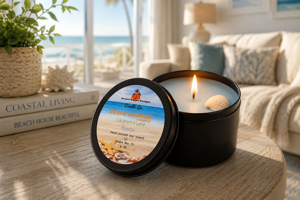 8 oz Soy Blend Candles Black Tin | Coastal Handcrafted Candle Set of 3