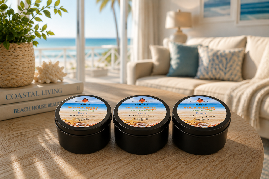 8 oz Soy Blend Candles Black Tin | Coastal Handcrafted Candle Set of 3
