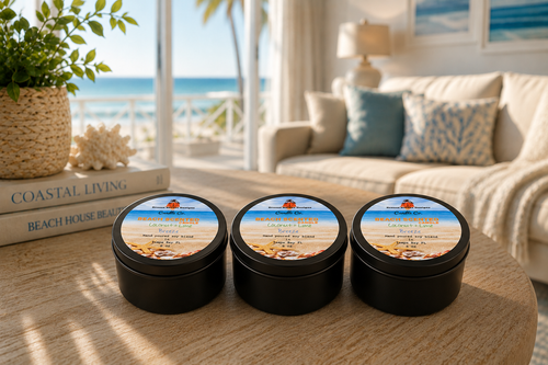 8 oz Soy Blend Candles Black Tin | Coastal Handcrafted Candle Set of 3