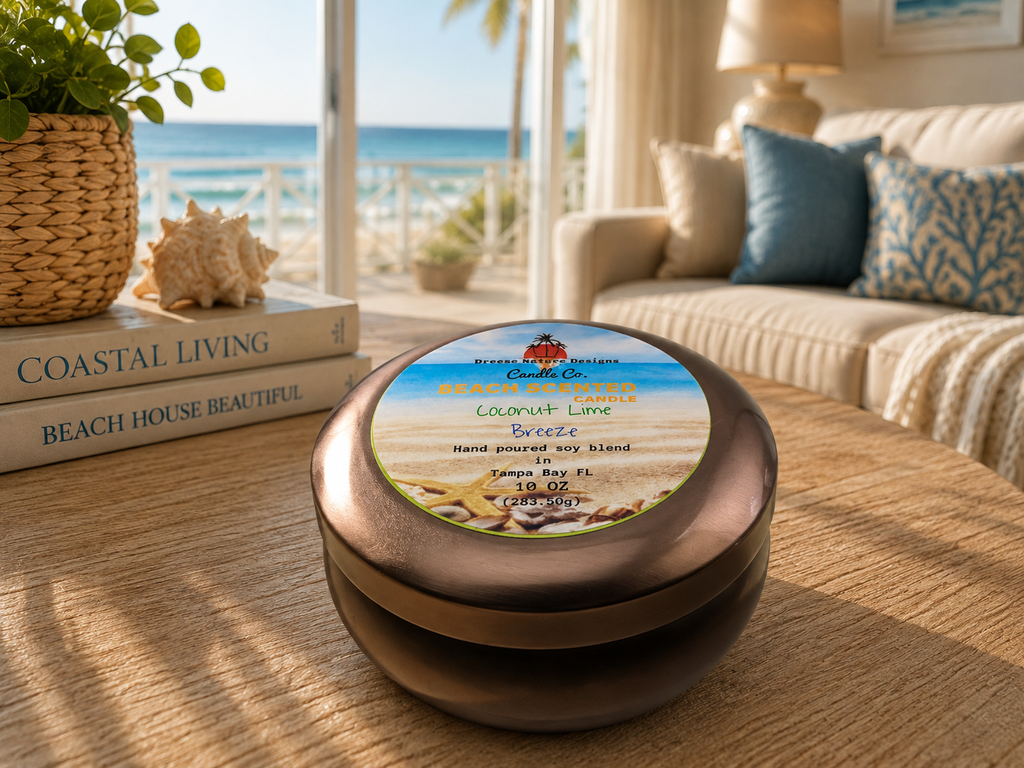 10 oz Soy Blend Candle Gold Tin | Coastal Handcrafted Candle