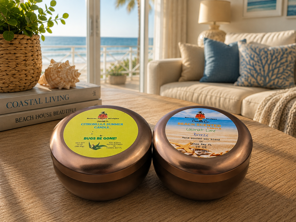 10 oz Soy Blend Candle Gold Tin | Coastal Handcrafted Candle