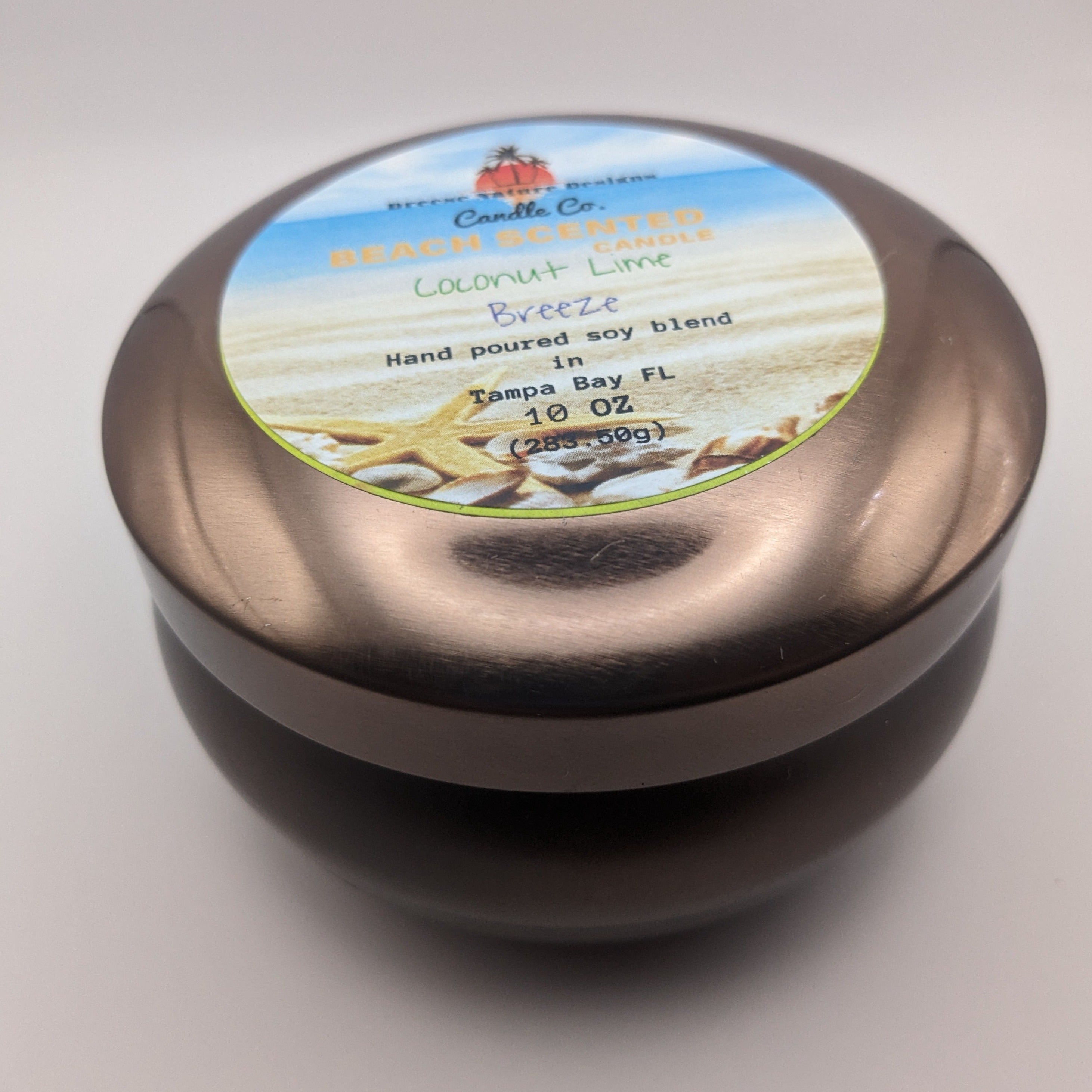 10 oz Soy Blend Candle Gold Tin | Coastal Handcrafted Candle