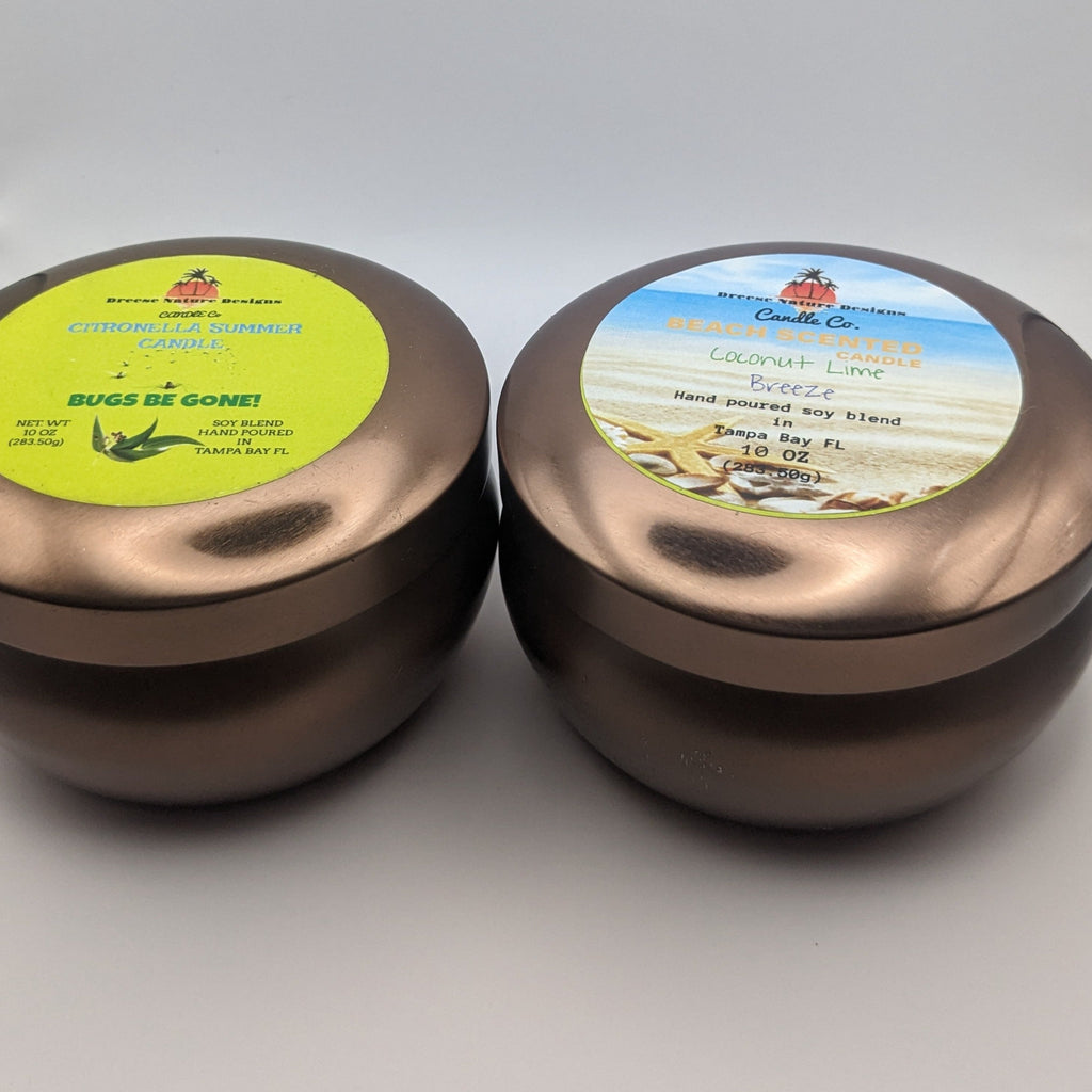 10 oz Soy Blend Candle Gold Tin | Coastal Handcrafted Candle