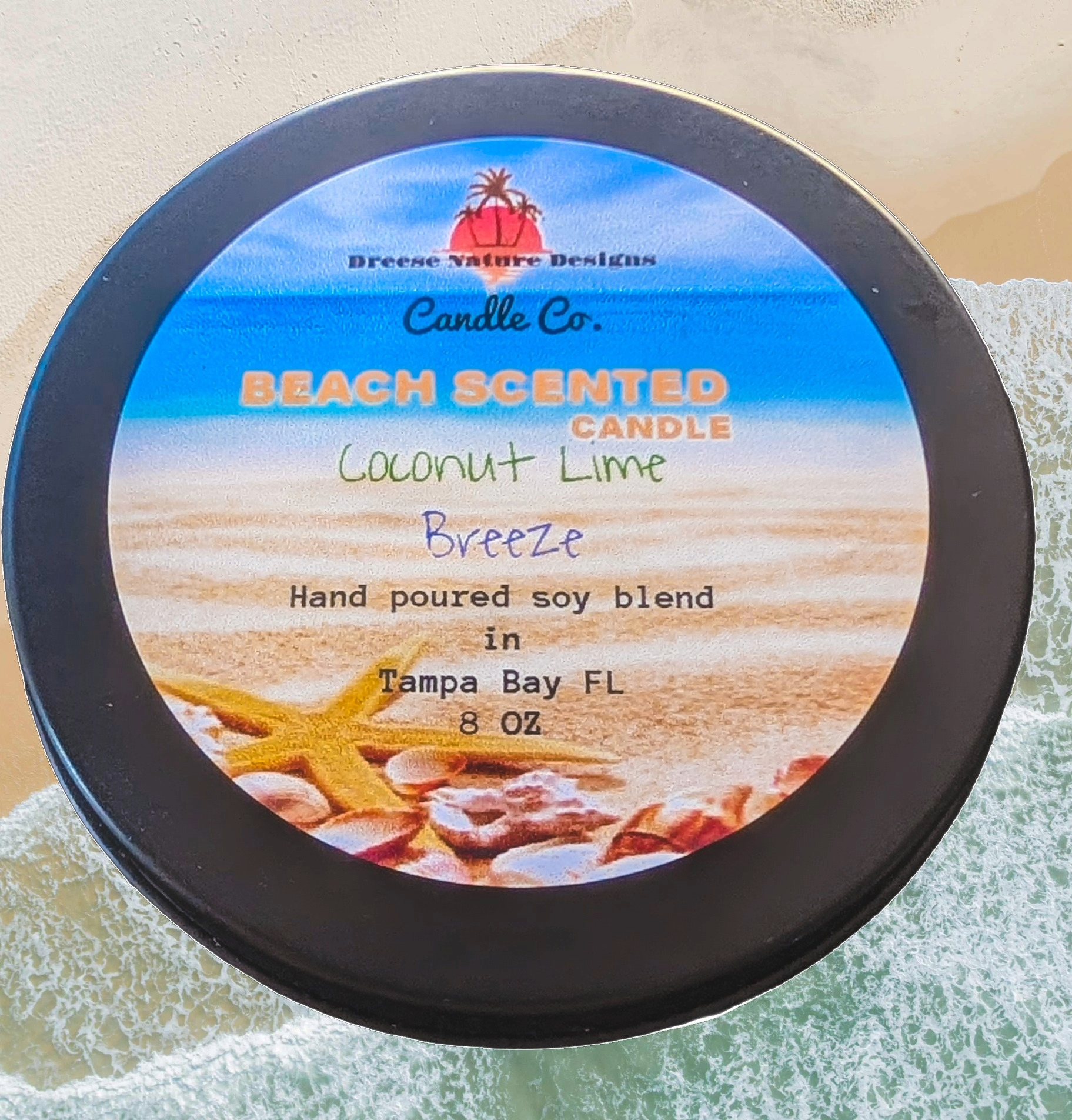 8 oz Soy Blend Candle Black Tin | Coastal Handcrafted Candle